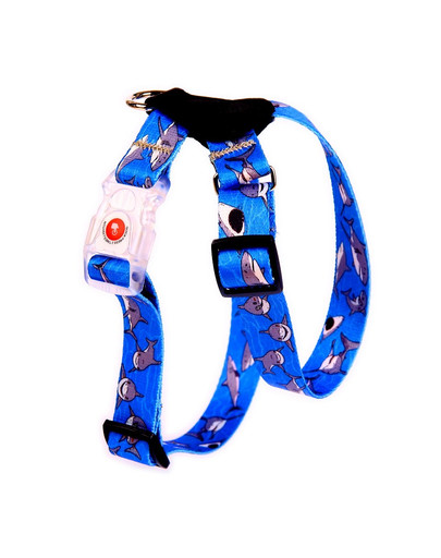 FERA Sharky LED Hundegeschirr mit Leder 36-60 cm x 2cm