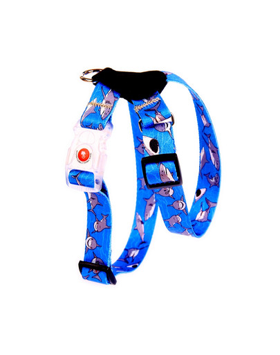 FERA Sharky LED Hundegeschirr mit Leder 36-60 cm x 2cm