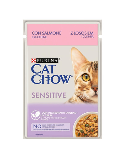 PURINA CAT CHOW Sensitive mit Lachs und Zucchini in Sauce 26 x 85 g
