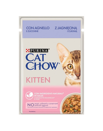 PURINA CAT CHOW Kitten mit Lammfleisch und Zucchini in Sauce für Kätzchen 26 x 85 g