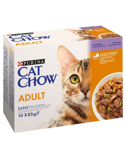 PURINA CAT CHOW Adult Multipack mit Lammfleisch und grünen Bohnen in Gelee 40x85 g