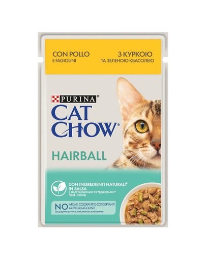 PURINA CAT CHOW Hairball control mit Huhn und grünen Bohnen in Sauce 26 x 85 g