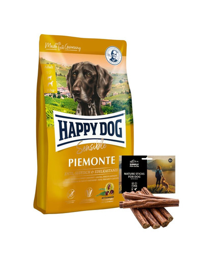 HAPPY DOG Supreme Piemonte 10 kg + natürliche Zigarren mit Entenfleisch 7 Stück