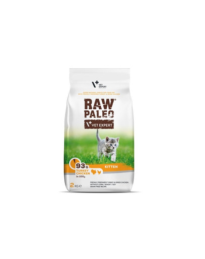 VETEXPERT Raw Paleo Kitten Turkey&Chicken für Kätzchen Truthahn, Huhn 2 kg
