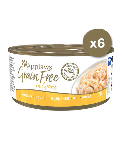 APPLAWS Cat Tin Grain Free 6 x 70 g Nassfutter für Katzen mit Huhn in Sauce