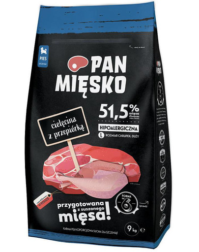 PAN MIĘSKO Kalbfleisch mit Wachtel für große Rassen 20 kg