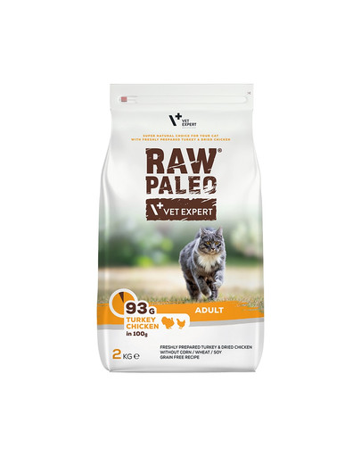 VETEXPERT Raw Paleo Adult Cat Turkey&Chicken für ausgewachsene Katzen Pute, Huhn 2 kg