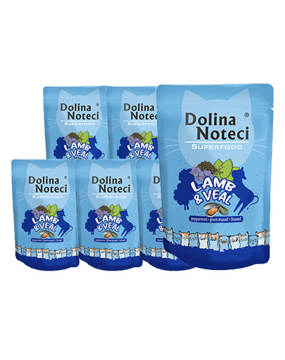 DOLINA NOTECI Superfood Lamm- und Kalbfleisch-Nassfutter für Katzen 10x85g
