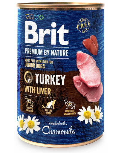 BRIT Premium by Nature 12 x 400 g Truthahn und Leber Nassfutter für Welpen