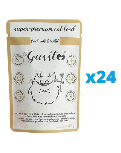 GUSSTO Cat Fresh Calf & Rabbit 24x85 g