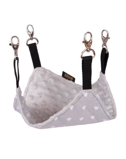 LAUREN DESIGN Hängematte für Nagetiere Herzen und grau minky 20 x 20 cm
