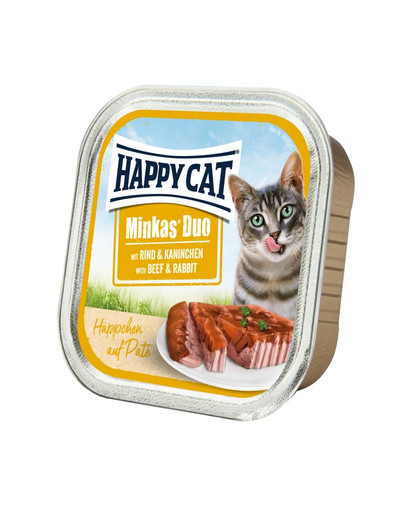HAPPY CAT Duo Häppchen auf Paté mit Rind & Kaninchen 100 g