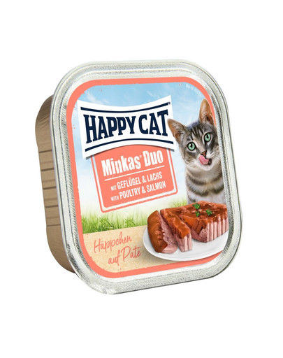 HAPPY CAT Duo Häppchen auf Paté - Mit Geflügel & Lachs 100 g