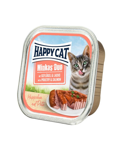 HAPPY CAT Duo Häppchen auf Paté - Mit Geflügel & Lachs 100 g