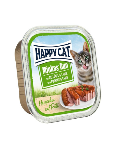 HAPPY CAT Duo Häppchen auf Paté mit Geflügel & Lamm 100 g