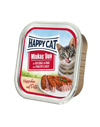 HAPPY CAT Duo Häppchen auf Paté mit Geflügel & Rind 100 g