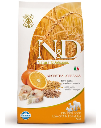 FARMINA N&D Low Grain Kabeljau, Dinkel, Hafer & Orange Adult Medium 2.5 kg