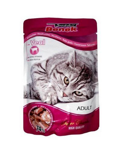 BENEK Beutel für Katzen mit Kalbfleischstücken in Sauce 100g