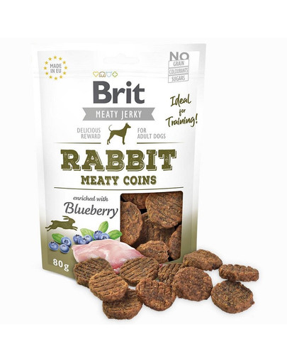 BRIT Jerky Rabbit Meaty coins 80g