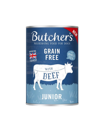BUTCHER'S Original Junior, Hundefutter, Rindfleisch in Sülze, 400g