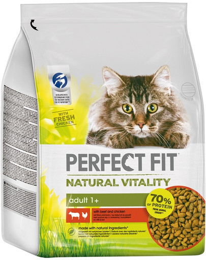 PERFECT FIT Natural Vitality mit Rindfleisch und Huhn für ausgewachsene Katzen 3 x 2,4 kg