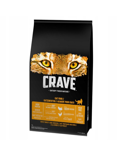 CRAVE Trockenfutter mit Pute und Huhn 7kg für ausgewachsene Katzen