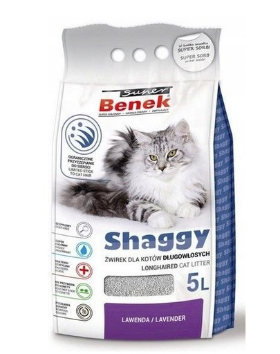 BENEK Shaggy Lavendel Streu für langhaarige Katzen 5 l