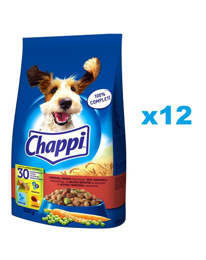 CHAPPI Trockenfutter mit Rindfleisch 12x500g für ausgewachsene Hunde