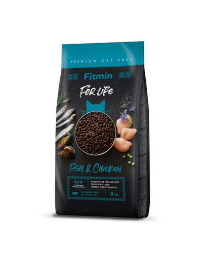 FITMIN Cat For Life Adult Fish and Chicken 8 kg für ausgewachsene Katzen mit Fisch und Huhn