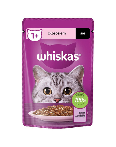 WHISKAS Adult 85g: Nassfutter für adulte Katzen mit Lachs in Sauce