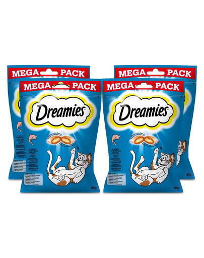 DREAMIES Mega Pack 4x180g Leckere Katzenleckerlis mit Lachsgeschmack