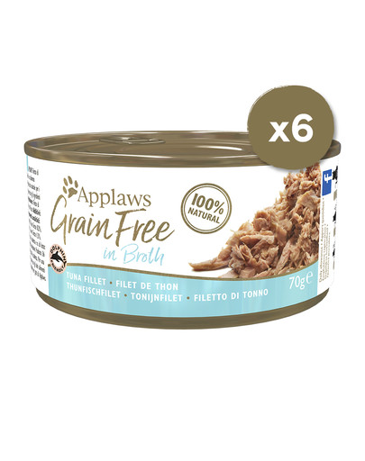 APPLAWS Cat Tin Grain Free 6 x 70 g Katzennassfutter Thunfisch in Brühe