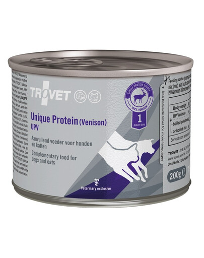 TROVET Unique Protein Venison UPV Nassfutter für Hunde und Katzen mit Wildfleisch 12x200 g