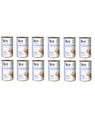 BRIT Veterinary Diet Gastrointestinal Salmon&Pea Futter für den empfindlichen Magen-Darm-Trakt von Hunden 12x400 g