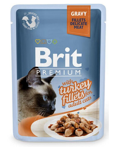 Brit Premium Cat Pouch with Turkey Fillets in Gravy for Adult Cats 85g