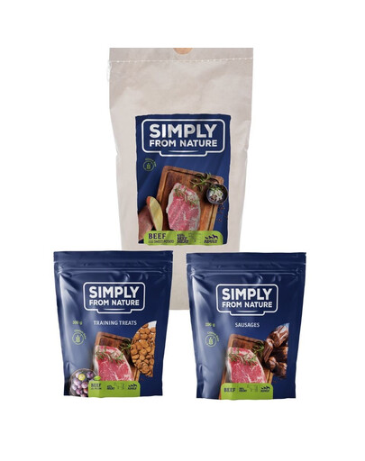 SIMPLY FROM NATURE Rindfleisch-Futter aus dem Ofen 1,2 kg + natürliche Rindfleisch-Snacks