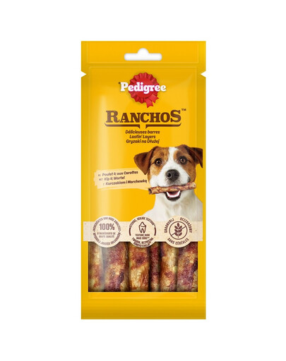PEDIGREE Ranchos Chews for Longer 12x40g Leckerlis mit Huhn und Karotten für Hunde