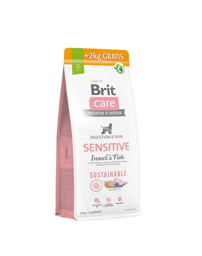 BRIT Care Sustainable Sensitive Insect & Fish für erwachsene Hunde mit Insekten und Fisch 12+2 kg