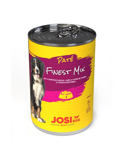 JOSERA JosiDog Finest Mix Pate: Pastete 4 Fleischsorten 400 g für ausgewachsene Hunde