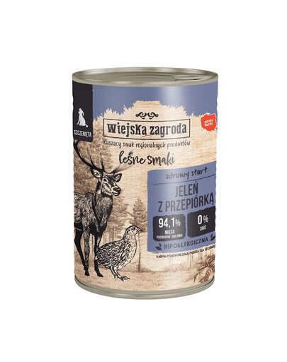WIEJSKA ZAGRODA Forest Flavours Hirsch mit Wachtel 400 g für Welpen