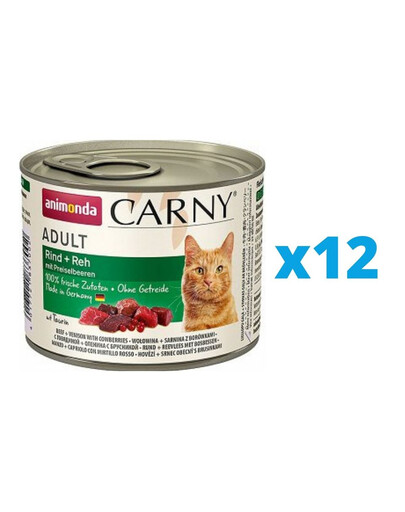 ANIMONDA Carny Adult Rind + Reh mit Preiselbeeren 12 x 200 g