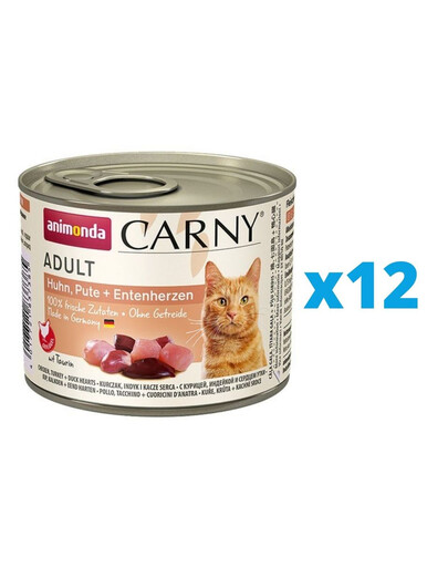 ANIMONDA Carny Adult Huhn, Pute + Entenherzen 12 x 200 g