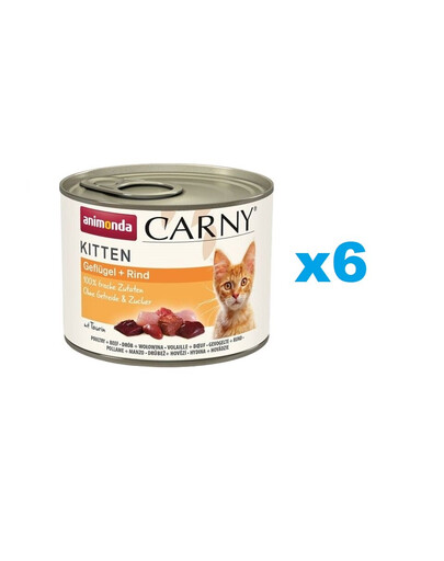 ANIMONDA Carny Kitten Nassfutter Geflügel und Rind getreidefrei 6x200 g