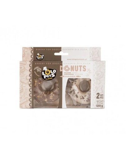 LOLO PETS Donuts mit Vanille- und Schokoladen-Haselnussgeschmack für Hunde 2 Stück. 120 g
