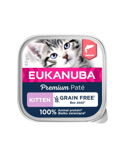 EUKANUBA Grain Free Kitten Kätzchenpastete mit Lachs 16 x 85 g