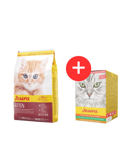 JOSERA Kitten GrainFree Katzentrockenfutter 10 kg + Multipack Pate 6x85 g Pastetenmischung für Katzen GRATIS