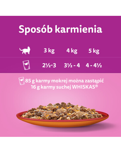 WHISKAS Adult 28x85 g Katzenfutter für ausgewachsene Katzen in Gelee mit Rindfleisch und Geflügel