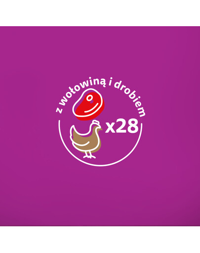 WHISKAS Adult 28x85 g Katzenfutter für ausgewachsene Katzen in Gelee mit Rindfleisch und Geflügel