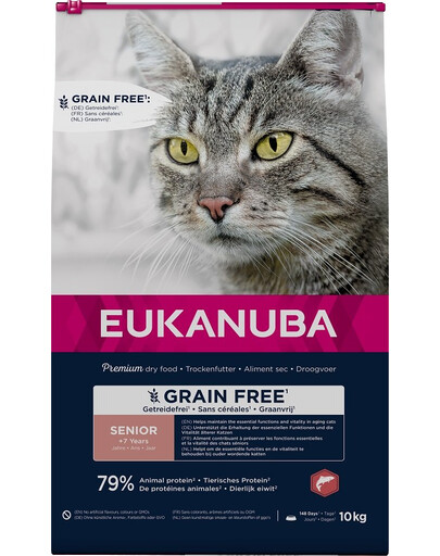 EUKANUBA Grain Free Senior Lachs 10 kg für ältere Katzen