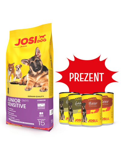 JOSERA JosiDog Junior Sensitive 15kg + 4 Dosen GRATIS